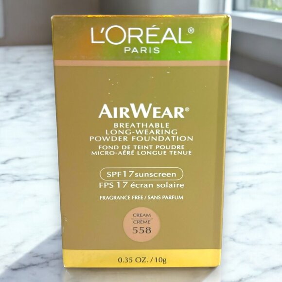 L'Oreal AirWear CREAM 558 Breathable Long-Wearing Powder Foundation SPF17 - Picture 2 of 5